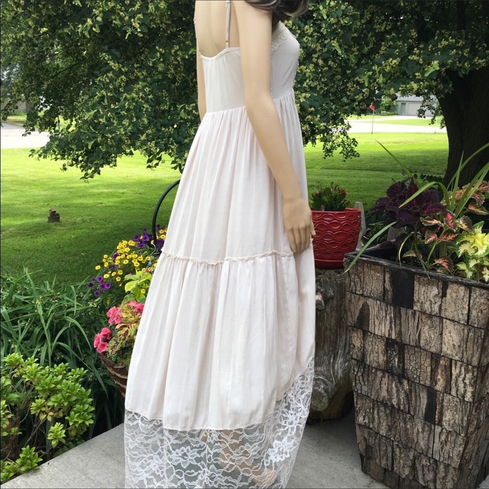 NWOT LACE HEM MAXI DRESS SPAGHETTI STRAP HI LOW LACE HEM - Picture 8 of 8